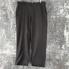 Perry Ellis Portfolio Size 38/32 Career Flat Front Pants Brown Button Zip