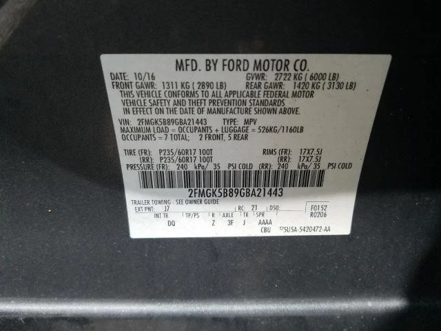 Used Starter Motor fits: 2016 Ford Flex 3.5 Grade B - Image 3 of 4