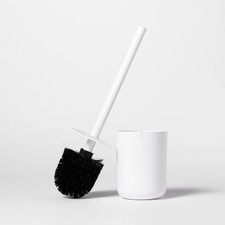 Modern Toilet Brush White Plastic Scrubber Holder Set