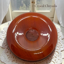Natural Carved Polished Red Orange Agate Gemstone Disk Pendant Display Stone