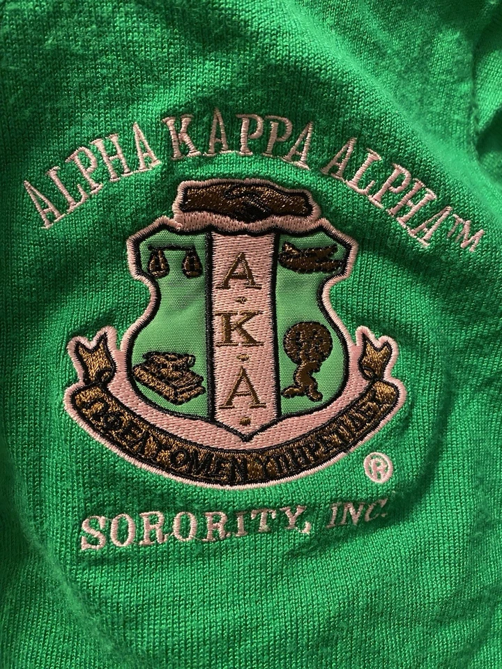 Alpha Kappa Alpha Cardigan Embroidered Pink Green Size 3XL XXL Buffalo Dallas - Image 3 of 4