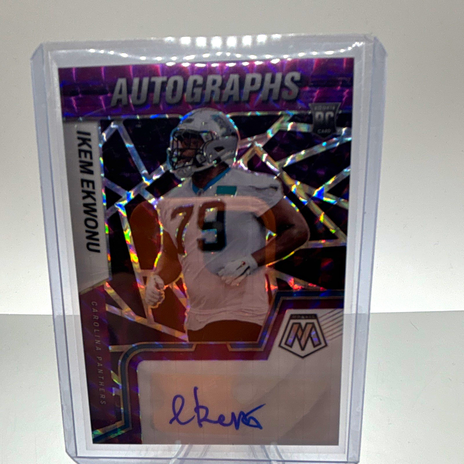 Ikem Ekwonu Panini Mosaic Rookie Autograph Mosaic #RAMIE Purple Mosaic