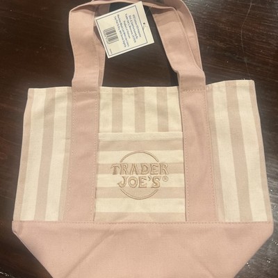 Trader Joe s 2026 Striped Mini Pastel Canvas Tote Bags - BEIGE- READY TO SHIP
