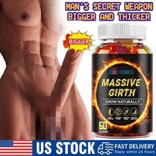 #1 BEST-MALE ENLARGER THICKER LONGER BIGGER 4" GROWTH ENLARGEMENT 60 GUMMIES