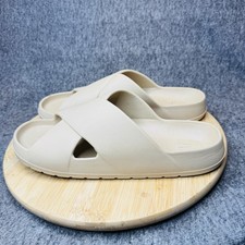 GAP Slides Shoes Mens Size 10 Beige Criss Cross Slip On Comfort Sandals Casual