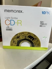New Memorex LightScribe CD-R  (10pk ) With Cases Recordable 80min SEALED NEW