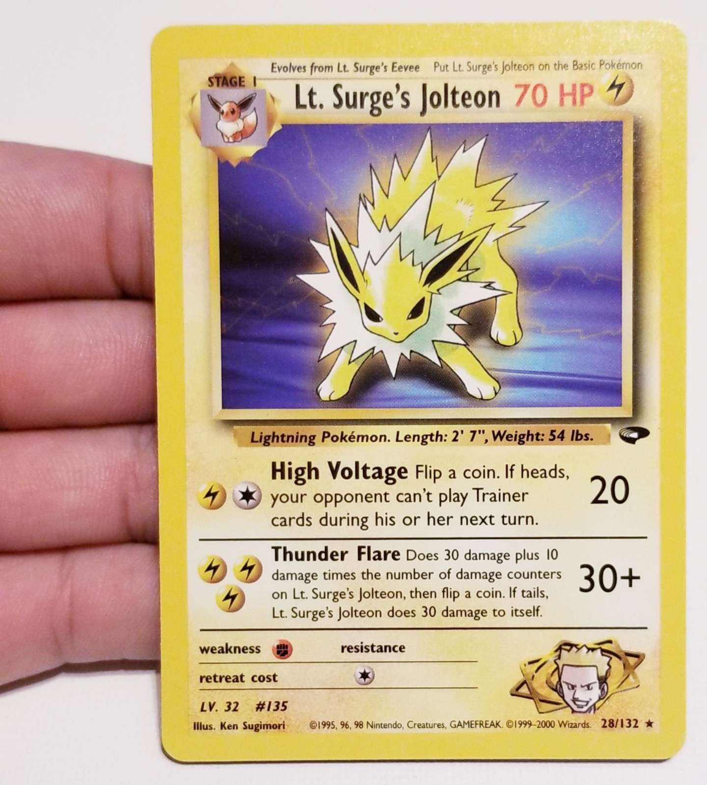 TCG POKEMON LT. SURGE'S JOLTEON 28/132 ☆ RARE GYM CHALLENGE VINTAGE NM