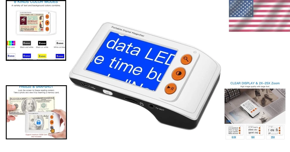 Lightweight 3.5-Inch Digital Magnifier with Foldable Handle & 8 Color Options - Image 2 of 4