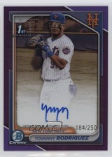 2024 Bowman Chrome Prospect Purple Refractor 184/250 Yovanny Rodriguez Auto v9t
