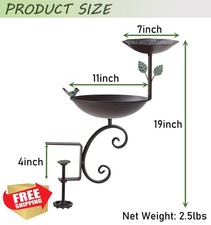 Outdoor Bird Bath Feeder Deck Railing 2-in-1 Balcony Metal Clamp