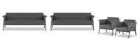 Graue Arbeitszimmer MöBel Designer 3-Sitzer 2X Luxus Stilvolle Sessel