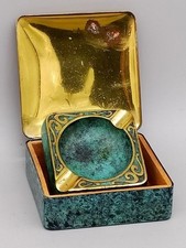 Antique Ashtray Casket Enamel Effect Gold Tone Vintage Collectors Deco