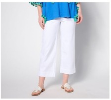 Belle by Kim Gravel Regular TripleLuxe Twill Wide Leg Cropped Pants White 8 New