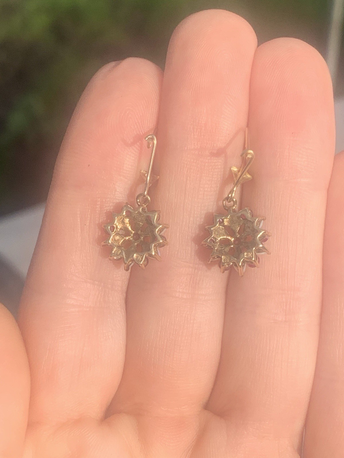 9Ct Gold Opal And Ruby Cluster Drop Earrings ￼ - image 5