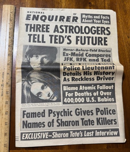 Vintage 1969 National Enquirer Boulevardzeitung Sharon Tates letztes Interview Manson