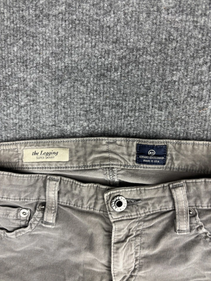 Pantalones Adriano Goldschmied The Legging Mujer 28R Gris Pana Súper Ajustados EE. UU. Foto 2 de 4