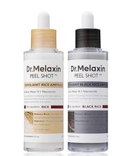 Dr.Melaxin Peel Shot Glow White and Black Rice Ampoule Duo, Soft Exfoliating Fac