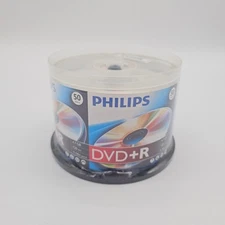 Philips 50 Discs Blank DVD+R Spindle 4.7GB Data 120min Video 16X Speed Music NEW