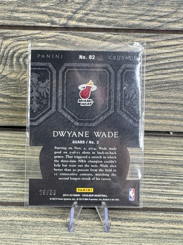 2014-15 Panini Excalibur Dwyane Wade Orange Crusade Die Cut 29/60 Miami Heat - Picture 4 of 14