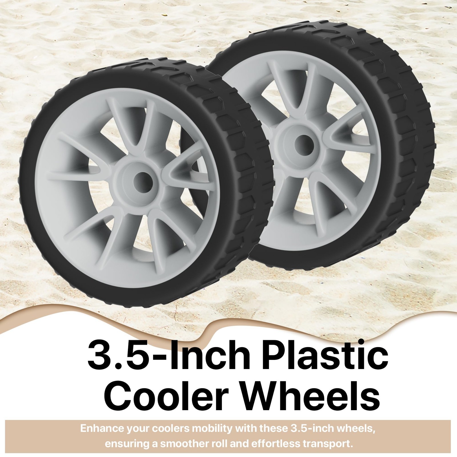 3.5 Inch Cooler Replacement Wheels for Igloo 28 Qt - Silent Wheel Kit, 2-Pack
