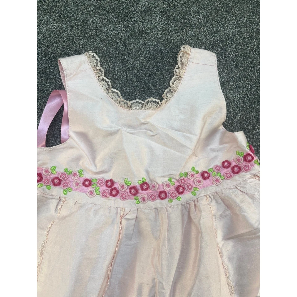 Vestido Gymboree Rosa Seda Rosa Bordado Ocasión Especial Niñas Talla 4 Foto 2 de 4