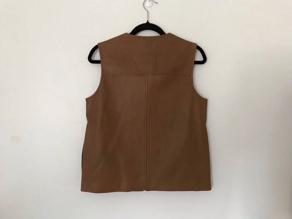 Nordstrom Leather Zipfront Vest Tan Size S Southwestern Cowgirl Country Boho - Image 2 of 4