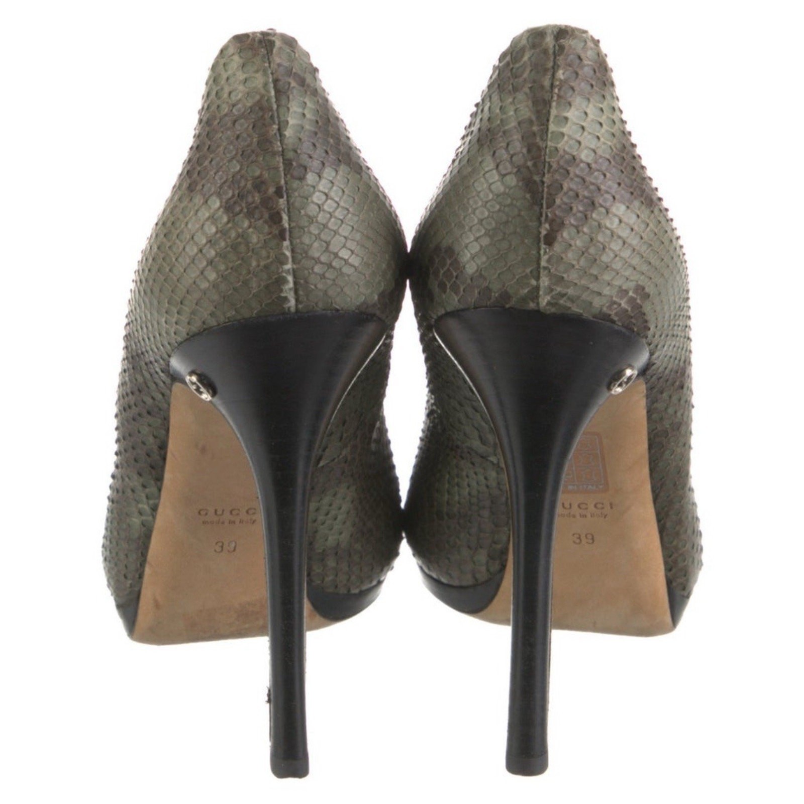 AUTH GUCCI Green Python Snakeskin Platform Pump S… - image 4