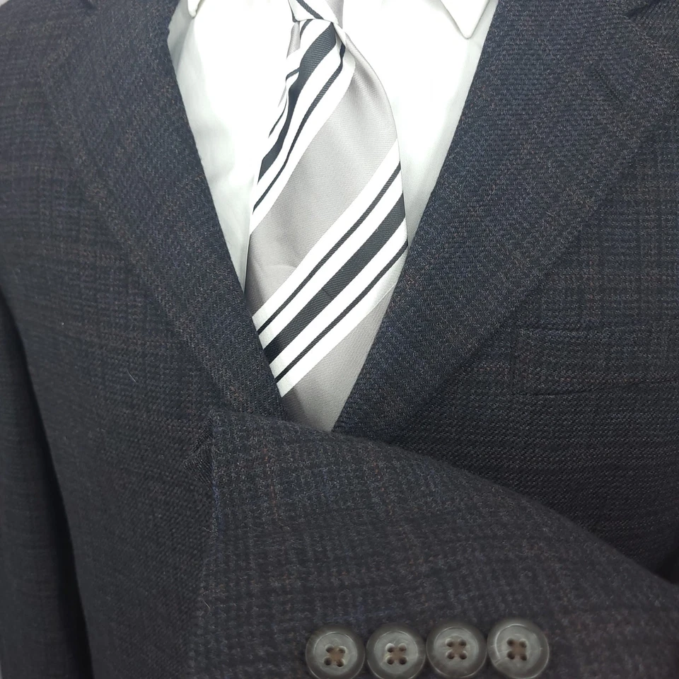 Oscar De La Renta Blazer Mens 42 R Black 100% Wool Sports Coat Jacket 3 Buttons - Image 3 of 4