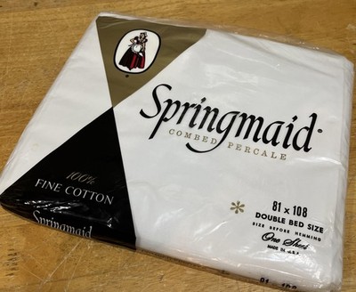 SPRINGMAID Combed Percale Cotton Full Flat Sheet Solid White  NOS