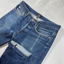 APC Selvedge Jeans Mens 30x33 Blue Denim Petit Wallet Fade Whiskering Honeycomb