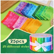 Rainbow Jelly Roll Fabric Bundle - 25 Pcs