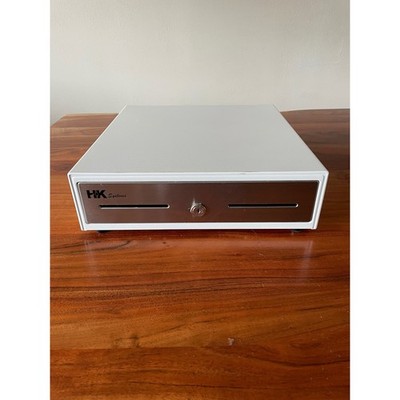 HK Systems Push to Open Cash Drawer White Metal 4 Bill 5 Coin Compartment