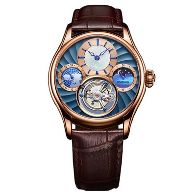 Aesop Moon Phase Flying Tourbillon Mechanical Man Watch Luxury Sapphire 7017