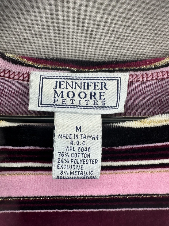 Женская розовая футболка пуловер Jennifer Moore в полоску с длинным рукавом вырез лодочкой размер M - Изображение 4 из 4