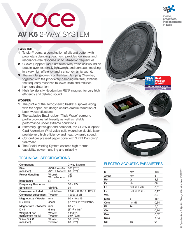 カーオーディオ audison VOCE AV X6.5 Amazon.com: Audison Voce AV X6.5 2-Way 100W RMS 6.5
