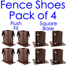 Fence Post Shoes Bolt Down **PACK 4** 75mm/3" or 100mm/4" Garden Post RED/BROWN