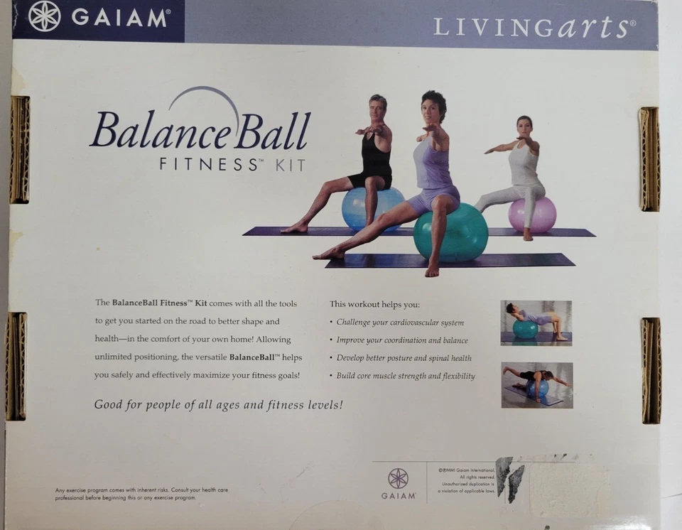 Gaiam Living Arts Balance Ball Fitness Kit Workout Entire Body Ball Video Pump - Image 3 of 4