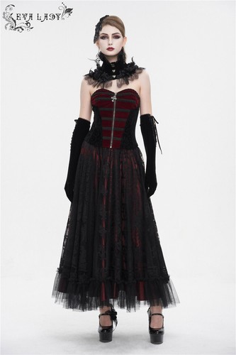 Eva Lady Women Black And Red Gothic Victorian Velvet Corset Party Cosplay Tops - Bild 11 von 21