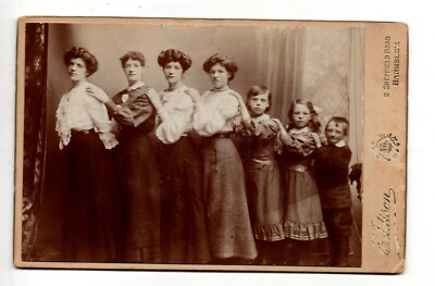 Vintage Cabinet Photo Women and Children April 25, 1906 Eddison Photographer
