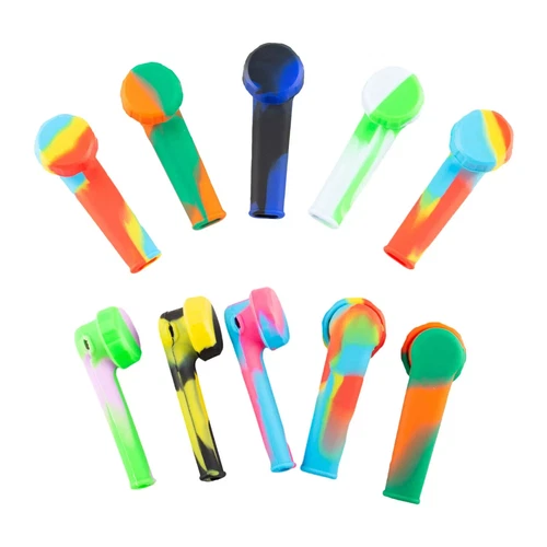 5x 3.4'' Mini Silicone Smoking Hand Pipe with Metal Bowl & Cap Lid Pocket Pipe5A - Picture 5 of 15