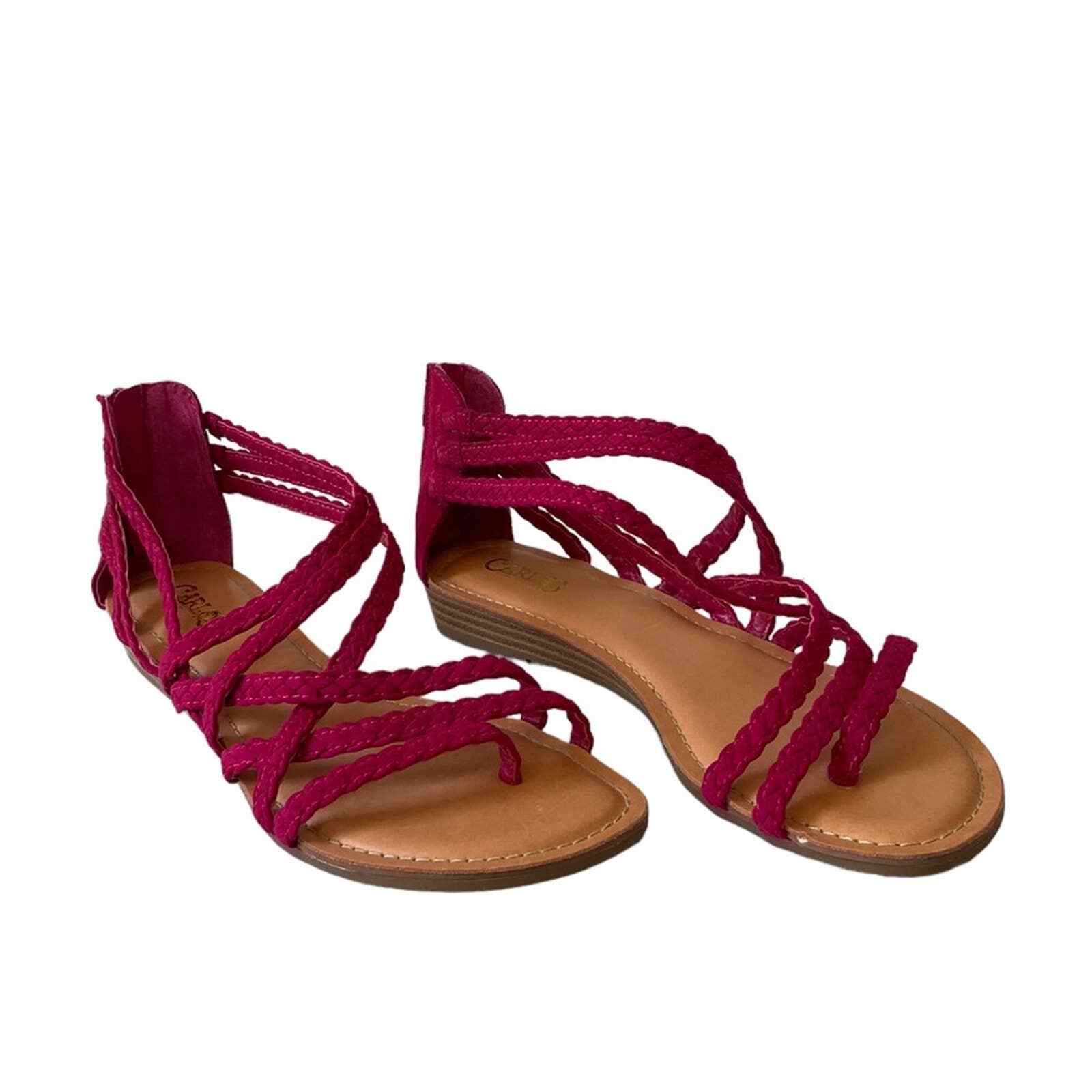 Carlos By Carlos Santana Amara 2 Braided Strappy Flat Sandals In Azalea 9 |  eBay