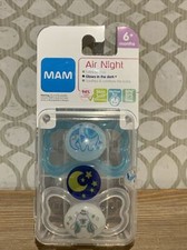    New Sealed - Mam 2 Air Night Collection Pacifier Age 6 Months-Boys Stars