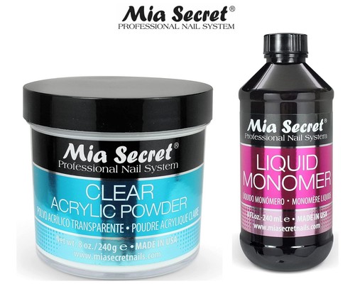 Mia Secret Liquid Monomer 8 oz & Clear Acrylic Powder- 8.0 oz (2 Pcs Nail Combo) - Picture 2 of 3