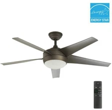 52 in. Indoor Ceiling Fan Oil Rubbed Bronze with Light Kit and Remote Control