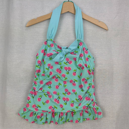 Circo Bathing suit halter top blue with Cherry print size 5T swim suit