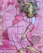 Vintage Grants Pink Long Soft Cuddly Brushed Tricot Women's Medium Nightgown New