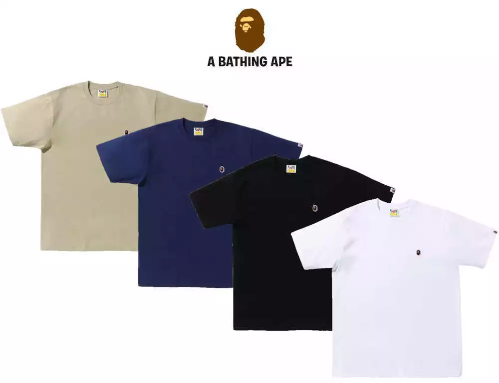 A BATHING APE Men's T-Shirt APE HEAD EMBLEM EMBROIDERY on the Chest From Japan
