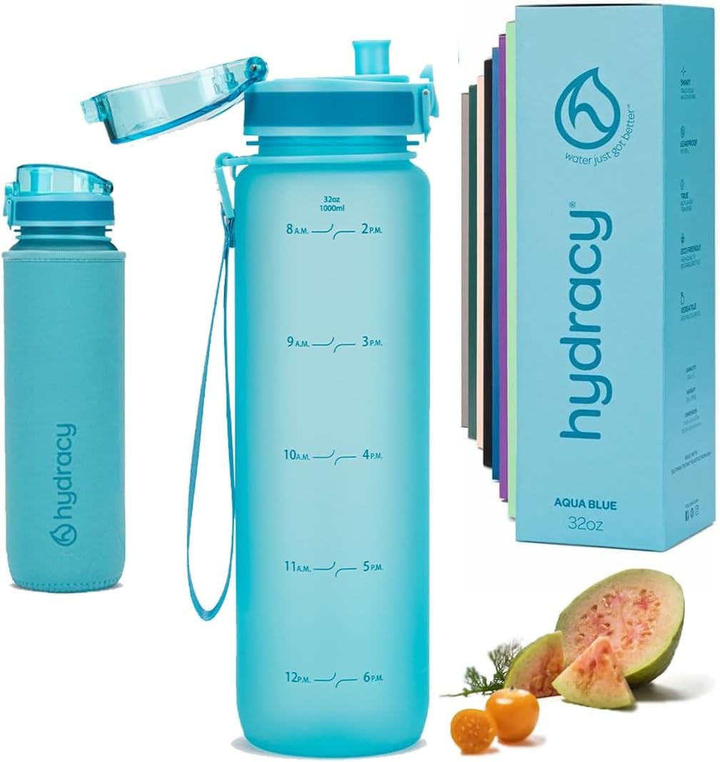 With Time Marker -large Bpa Free Water Bottle & No Sweat Sle