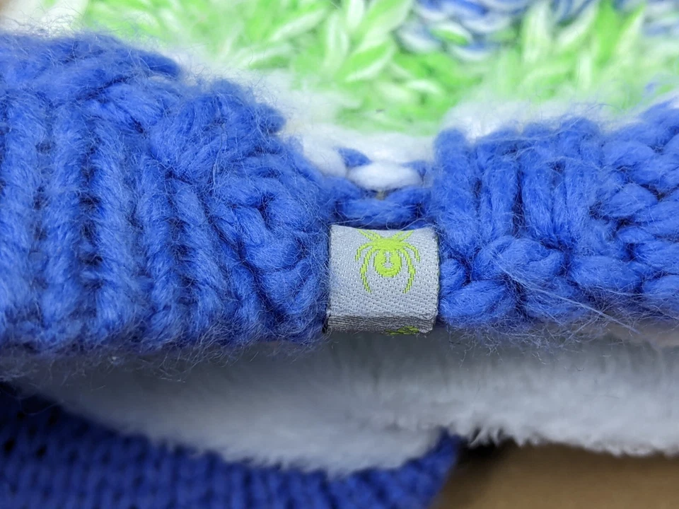 Sombrero tejido Spyder gorro holgado pompón forrado de lana ala rígida talla única suave Foto 4 de 4