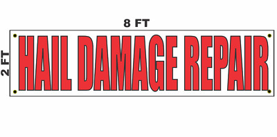 HAIL DAMAGE REPAIR  Red & White Banner Sign 2x8 for Business Shop Building Store